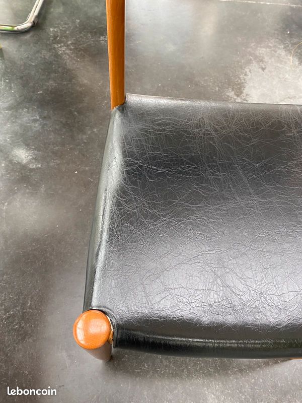 Chaise vintage cuir & bois (image 3)