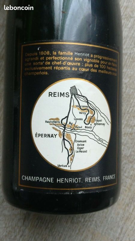 Henriot brut souverain Bouteille champagne collection des années 1970 avec boîte (image 8)