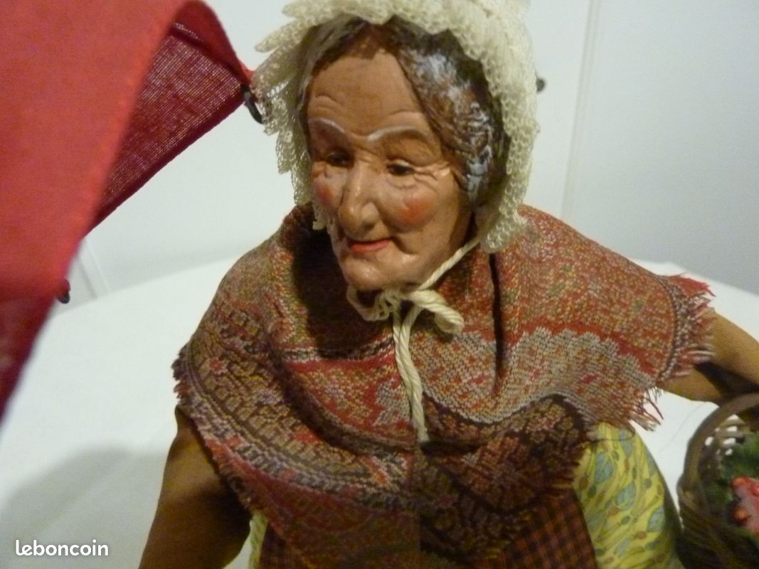 SANTON DE PROVENCE ANCIEN FEMME ARLESIENNE AU MOUTON série 6 à 7 cm
