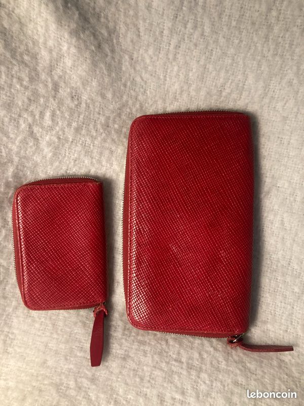 Porte chéquier et monnaie cuir rouge Longchamp (image 2)