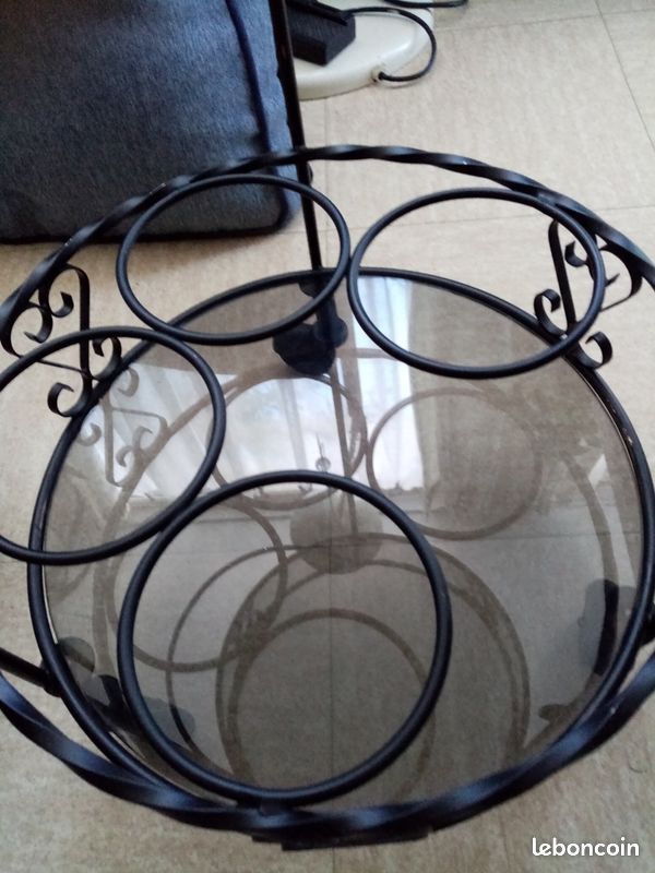 Desserte fer forgé verre fume (image 3)