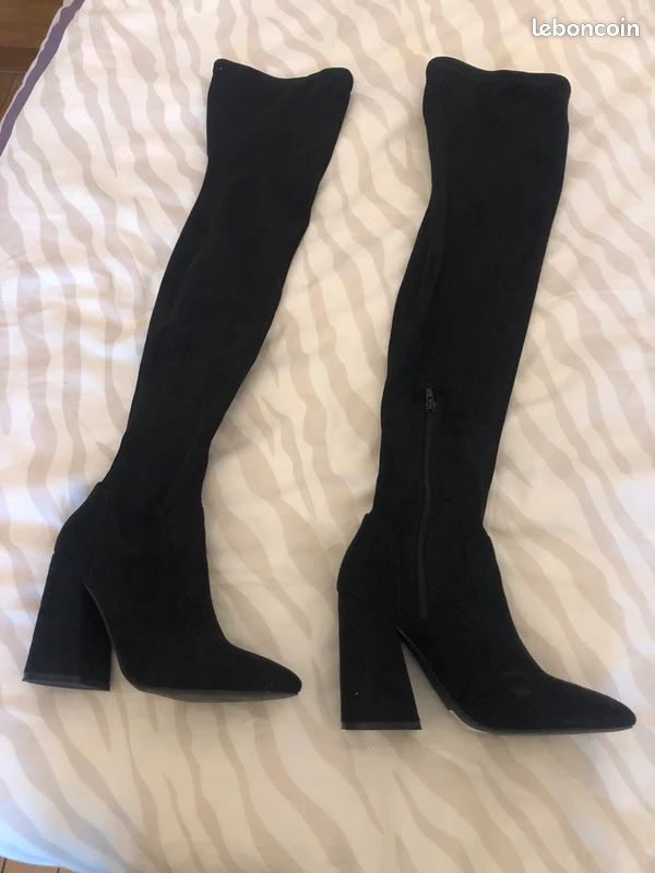 Cuissarde velours à talons noir - ASOS Desing T 38 (image 1)