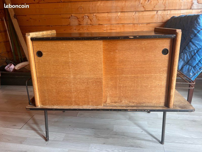 Superbe Meuble de bureau vintage années 50 60 – bois & métal – meuble à courrier (image 1)