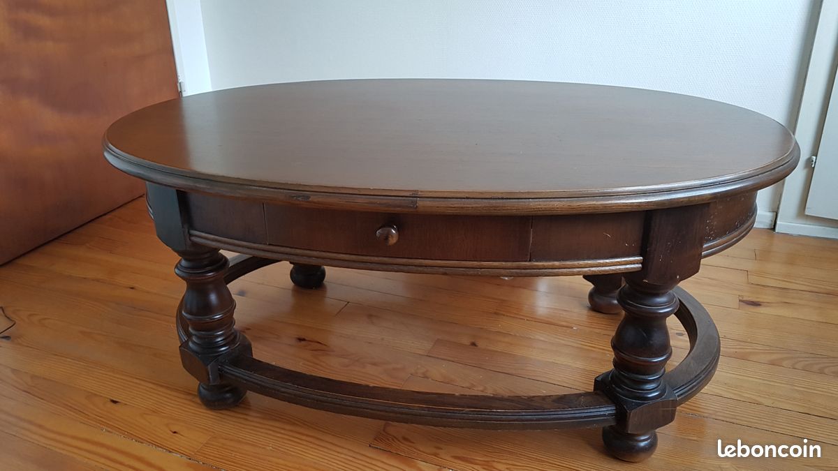 Table basse ovale bois massif (image 3)