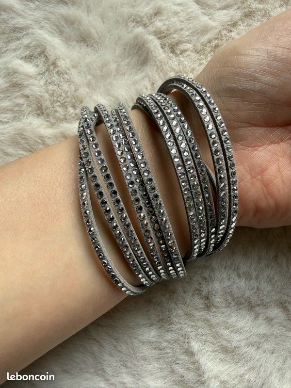 Bracelet Swarovski gris souple (image 3)
