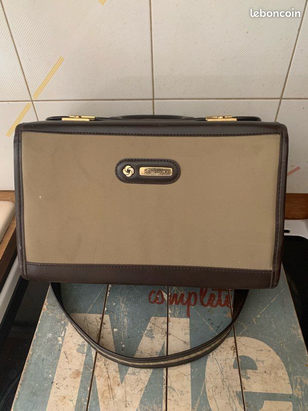 Samsonite Vanity Case Originale Cuir Rigide Malette Accessoire Vintage