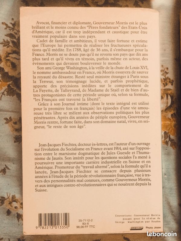 J.-J. Fiechter Un diplomate sous la Terreur. Les années européennes de Gouverneur Morris, 1789-1798 (image 2)