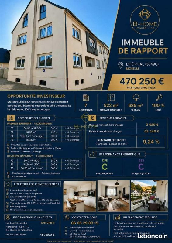 Immeuble 522 m² · à L'Hôpital · 522 m² · 470 250 €