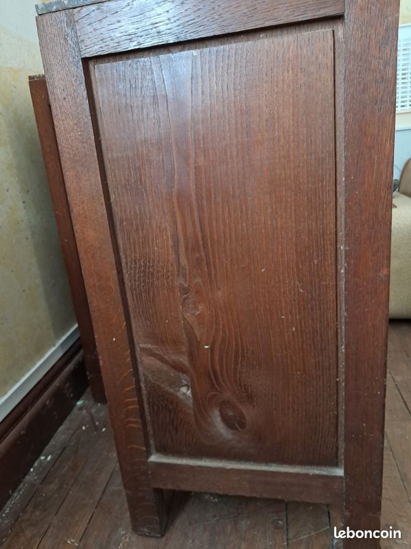 Lot de 2 chevets Art Déco chêne massif + dessus marbre - années 30 (image 10)