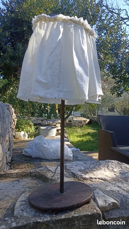 2 lampes fer forgé , tissus en lin crème (image 6)