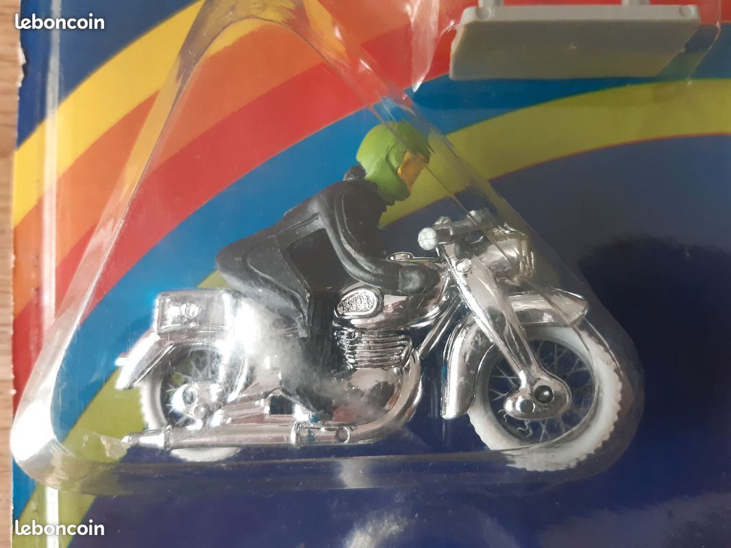 Jouet COFALU années 60 Lot moto motard casque couleur bleu Neuf d'époque - Jeux & Jouets