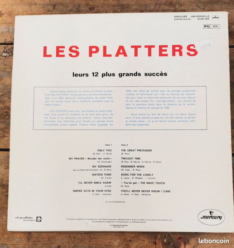 Vinyle 33t Les Platters (image 2)