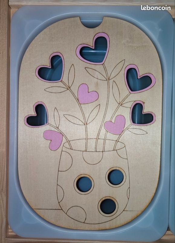 Insert trofast vase fleurs coeurs (image 1)