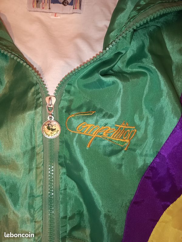 Veste De Course Vintage Bell Années 80 - Bomber Rouge/blanc/noir, Taille L, Occasion TB