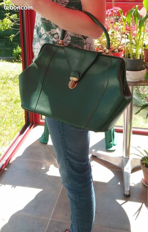 Sac vert en cuir vintage (image 2)