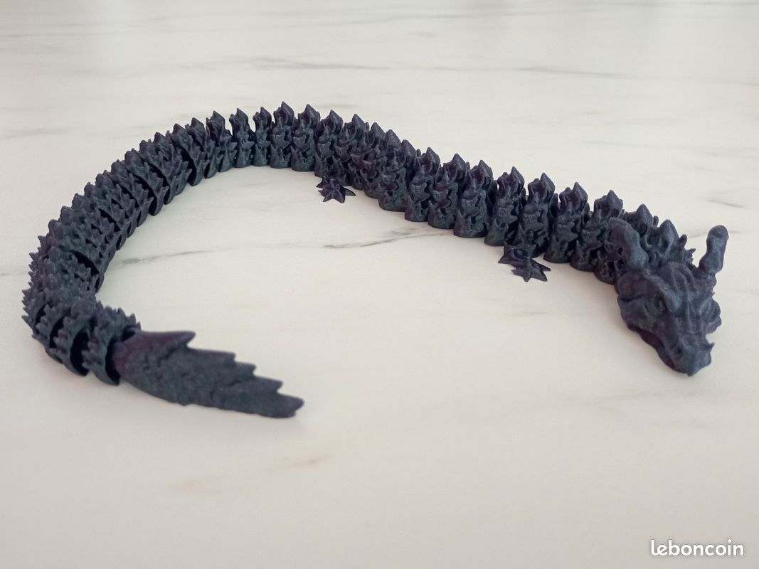 Dragon Articulé Imprimé En 3D – 35 Cm – PLA – Jouet Créatif Et Décoration D'Aquarium, Voiture Ou Intérieur