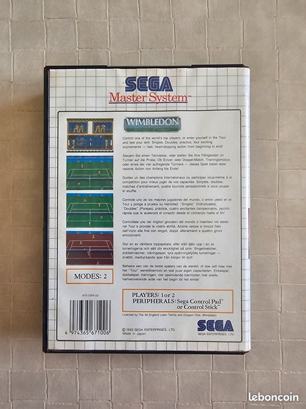 wimbledon avec notice [master system