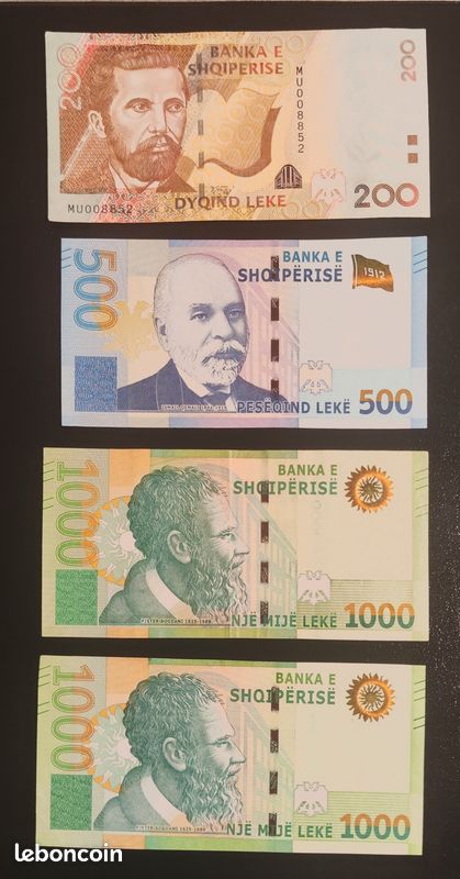 2- ALBANIE 🇦🇱 - Lot de 6 Billets - Série Complète (200 Leke à 5 000 Leke)  - 2012-2020 - État Exceptionnel