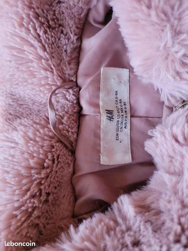 Manteau En Fourrure Rose Pour Fille 6-8 Ans - Marque Château De Sable Paris - Occasion Très Bon état