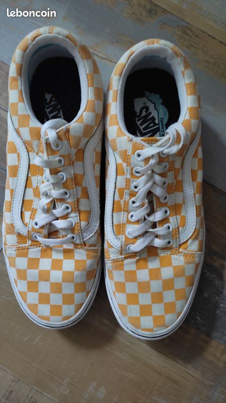 Baskets Vans Vans Damier Jaune Vans Classic Slip-On (Checkerboardard)