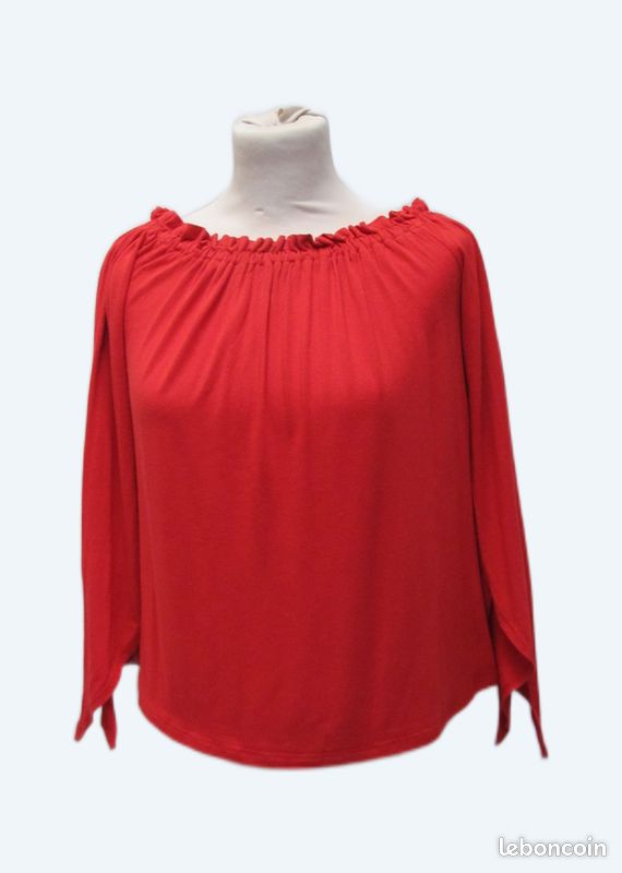 Cache cache top blouse encolure élastiquée T 36 (image 1)