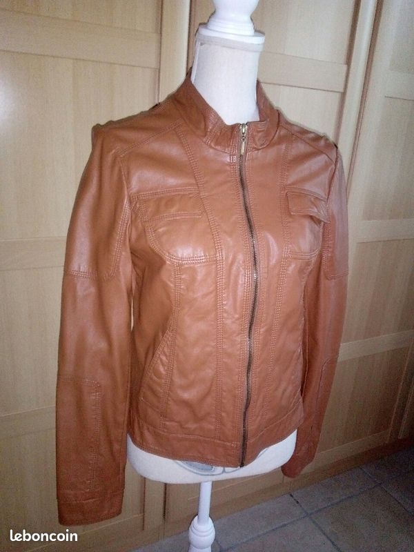 Blouson synthétique marron clair taille M (image 1)