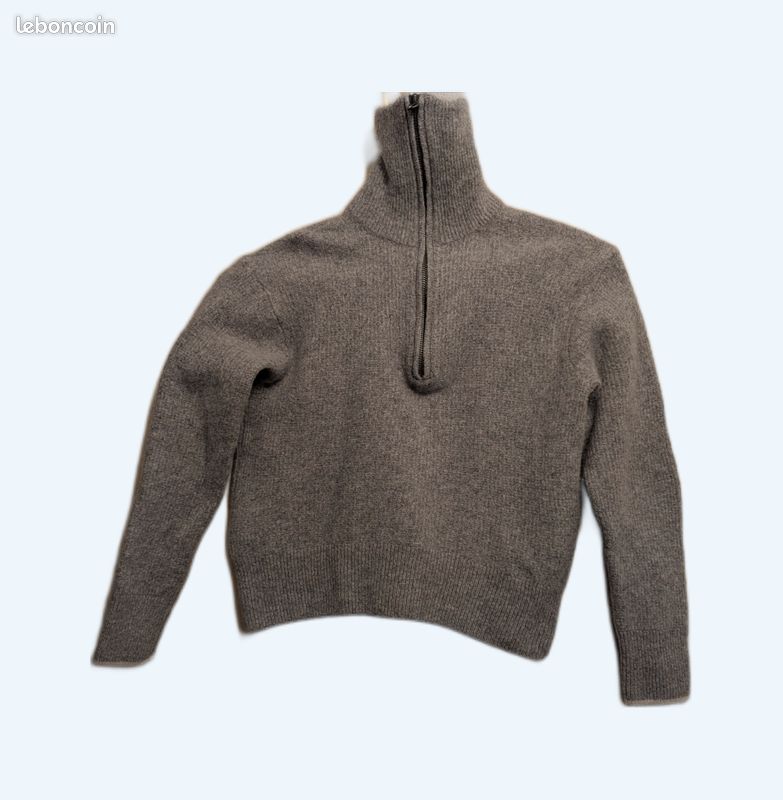 Pull Manches Courtes Comptoir Des Cotonniers Taille 36 - Gris Foncé - Laine Et Lin - Occasion
