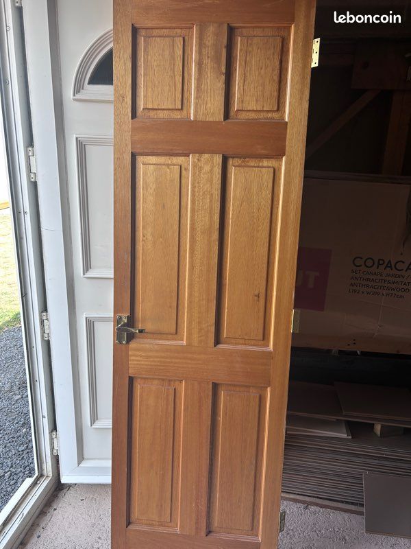 Lot de 4 portes exotique en bois massif dont une vitré (image 3)