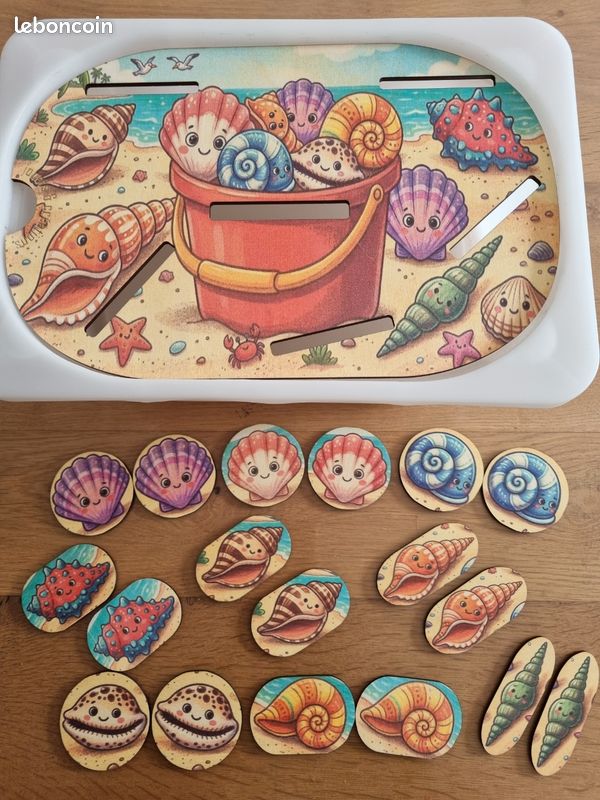 Petit insert pour bac Trofast IKEA Thème " jolis coquillages " avec jetons (image 1)