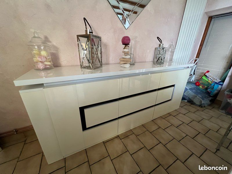 Buffet / meuble TV moderne laqué blanc (image 2)