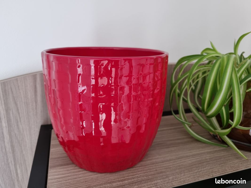 Cache-pot 16cm céramique rouge (image 1)