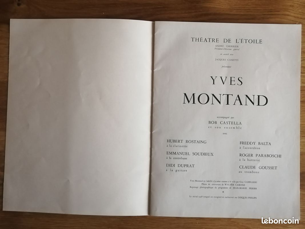 Double album vinyle 33 tours - Yves Montand - Théâtre De L'Étoile Récital Yves Montand - 1954 (image 4)