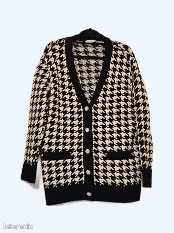 Gilet Pull Mango Pied De Poule Gilet épais Pied De Poule Mango