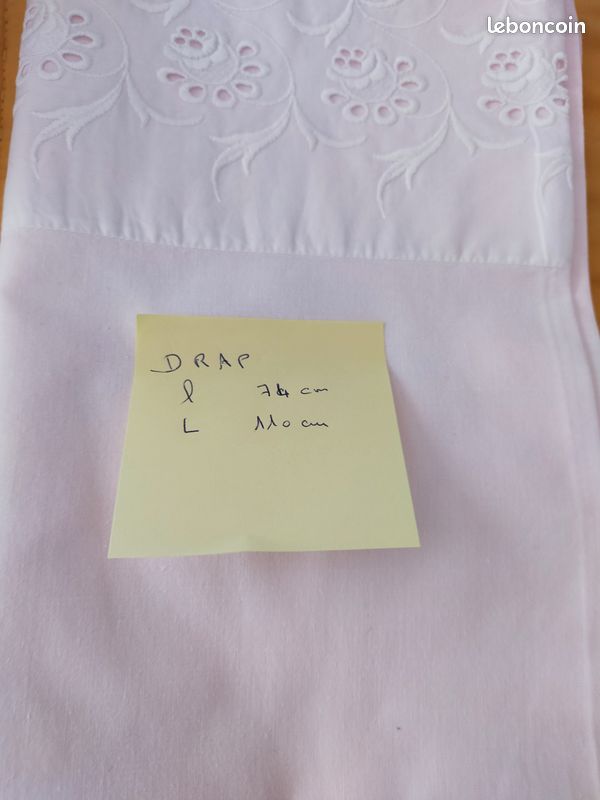 Drap plat +Taie d'oreiller rose (image 1)