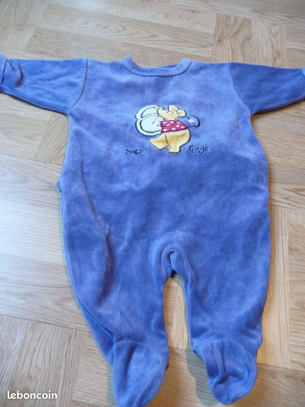 Pyjama velours violet 1 mois (image 1)