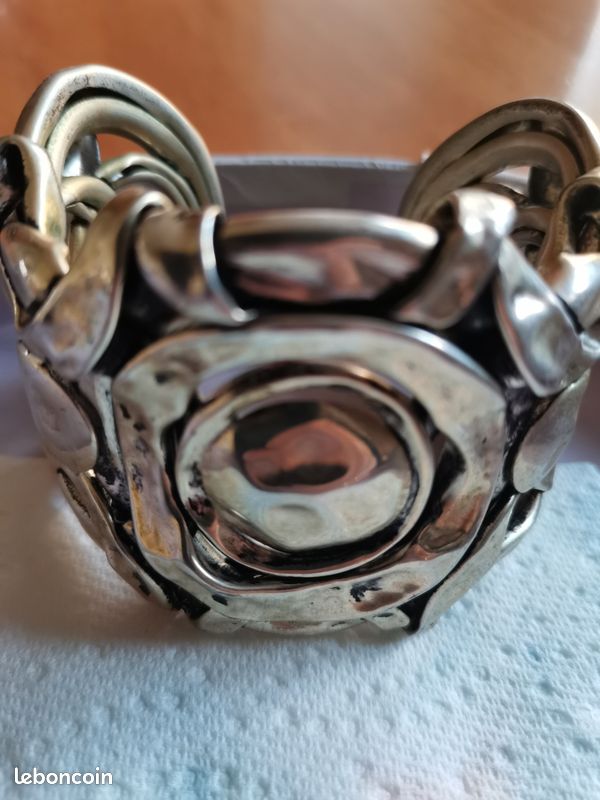 Bracelet Vintage Signé POGGI Paris - Métal Argenté, Occasion état TBE (Très Bon Etat)