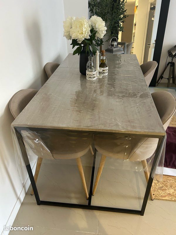 Table rectangulaire bois armature noire 150x80 (image 2)