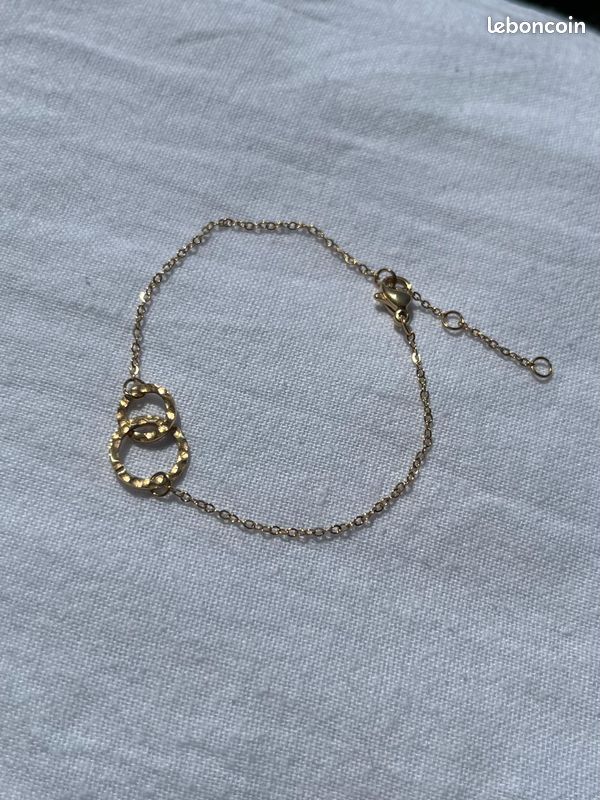 Bracelet Chaîne Plaqué Or En Acier Inoxydable - Style Bressé Unisexe - Neuf Avec étiquettes