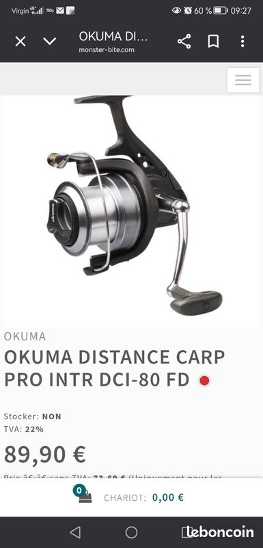 moulinets okuma distance carp neufs Sport Plein air