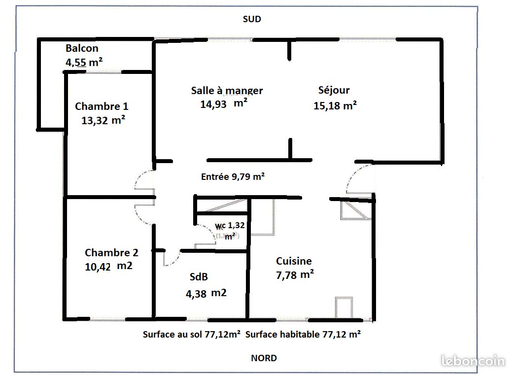 Appartement 4 pièces 77 m² · au Vésinet · 77,1 m² · 1 485 €/mois