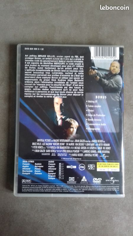 Code Mercury DVD Bruce Willis Alec Baldwin (image 2)