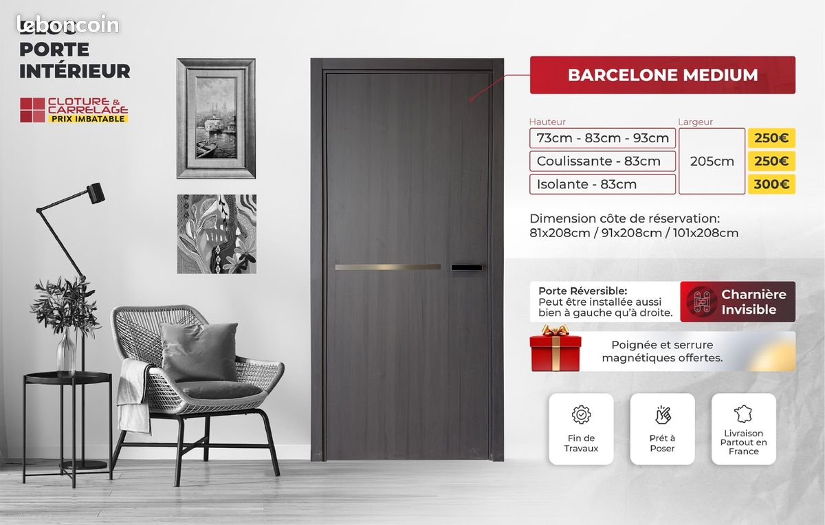 PROMO 💎 Porte Intérieur 💎 Charnières Invisibles 💎 Prix Attractif (image 3)