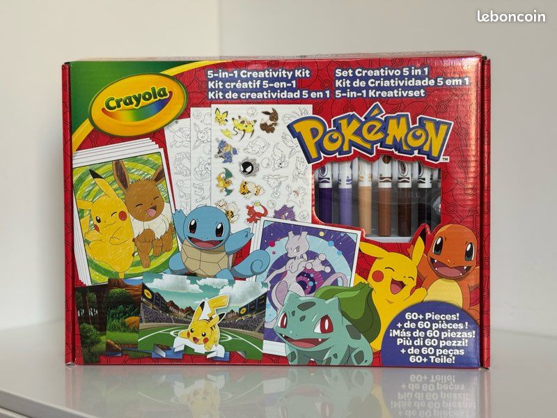 Set Créatif Pokémon 5-en-1 - Avec Coloriages, Marqueurs, Crayons Et Stickers - 60 Pièces - Pour Enfants Dès 4 Ans