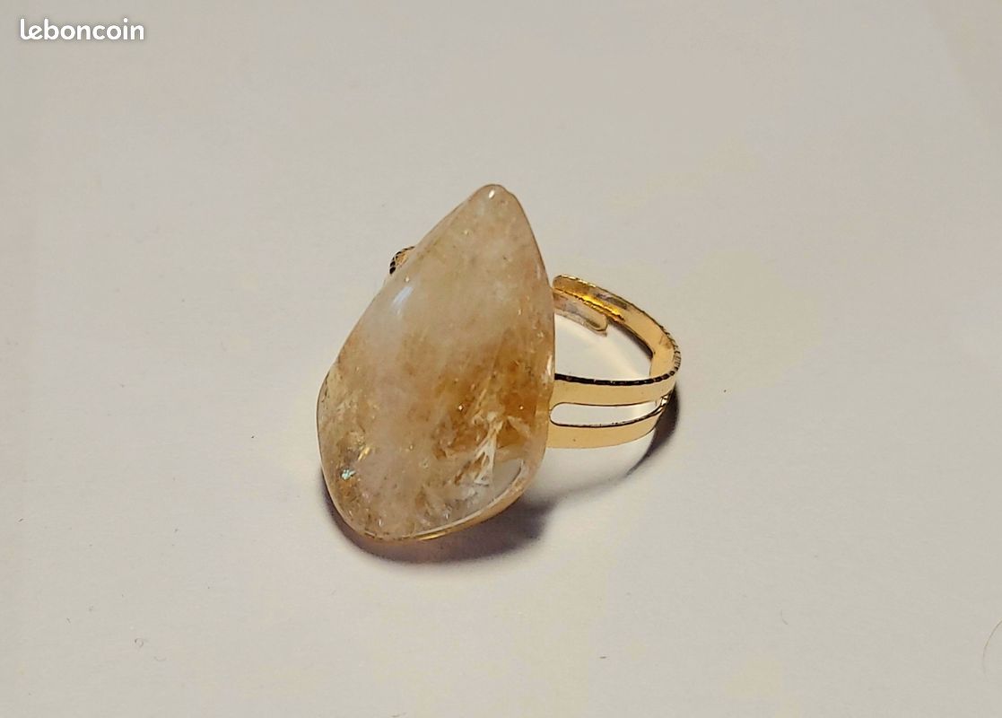 Bague Avec Pierre Citrine Bague Citrine Rectangulaire Sertie