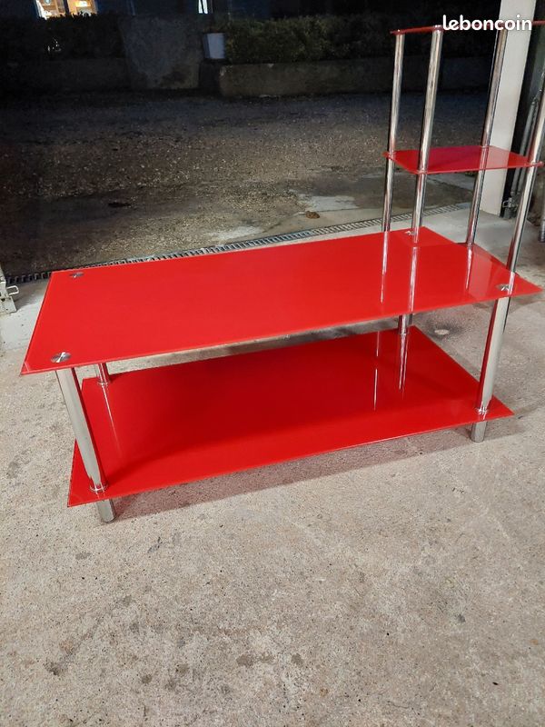 Table basse et étagère en verre rouge (image 2)