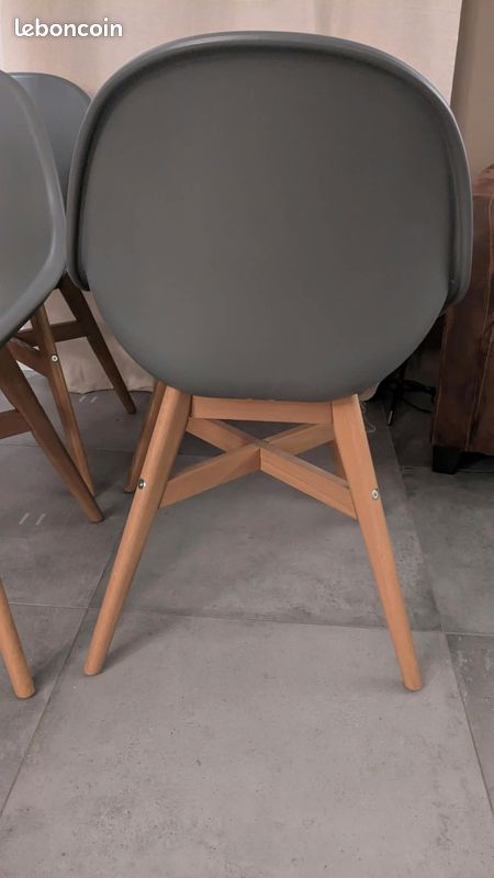 Lot 4 Chaises Ikea Fanbyn gris pieds bois (image 4)