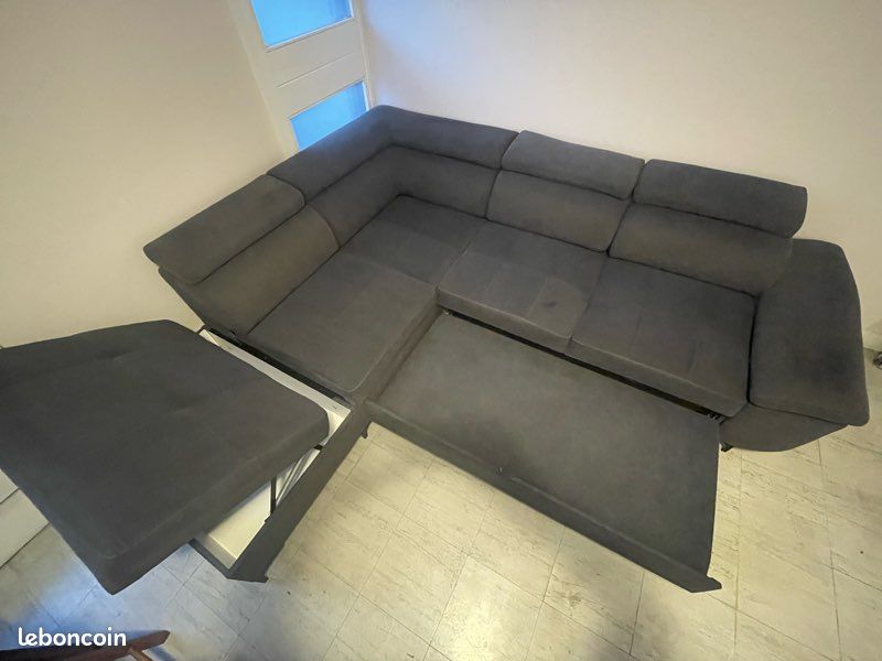 Canapé panoramique convertible gris (image 3)