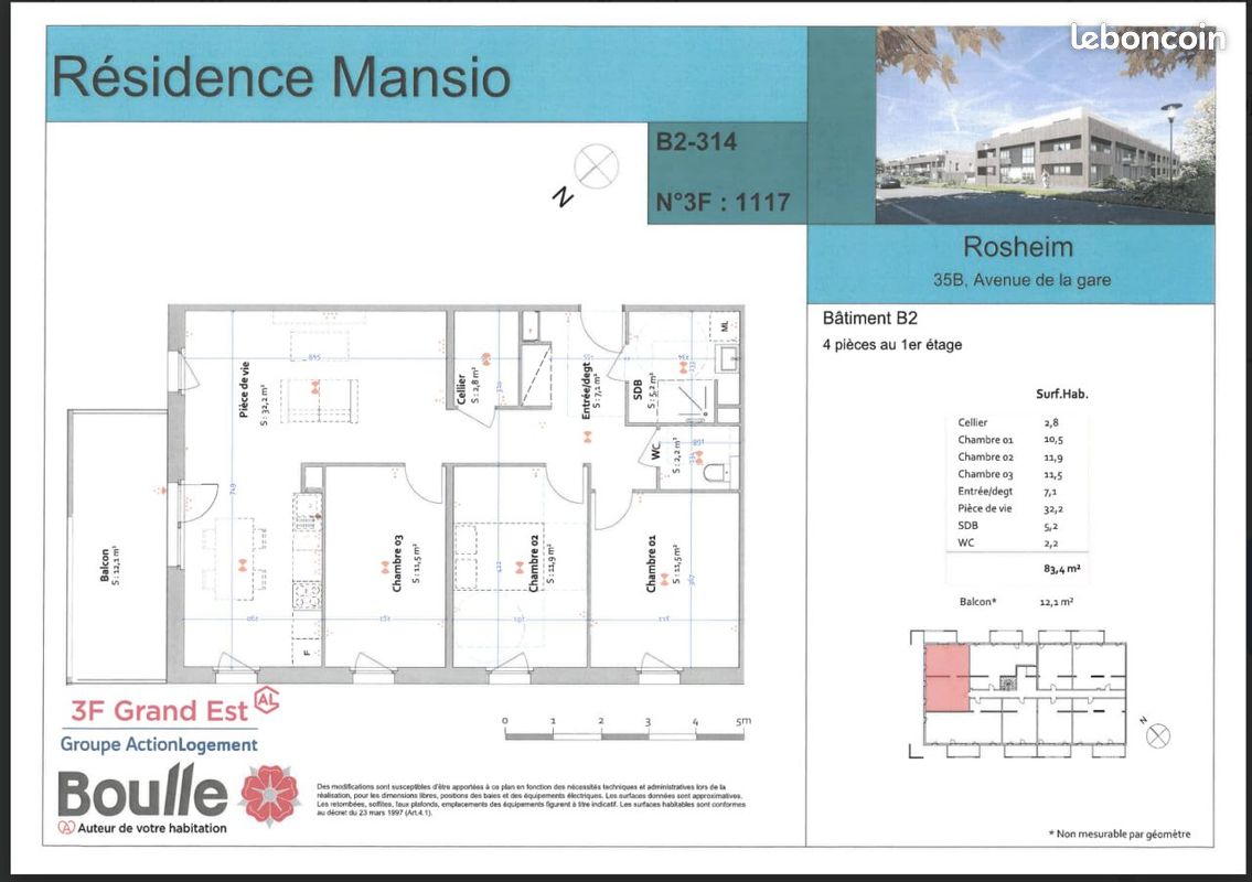 Appartement 4 pièces 83 m² · à Rosheim · 83 m² · 1 254 €
