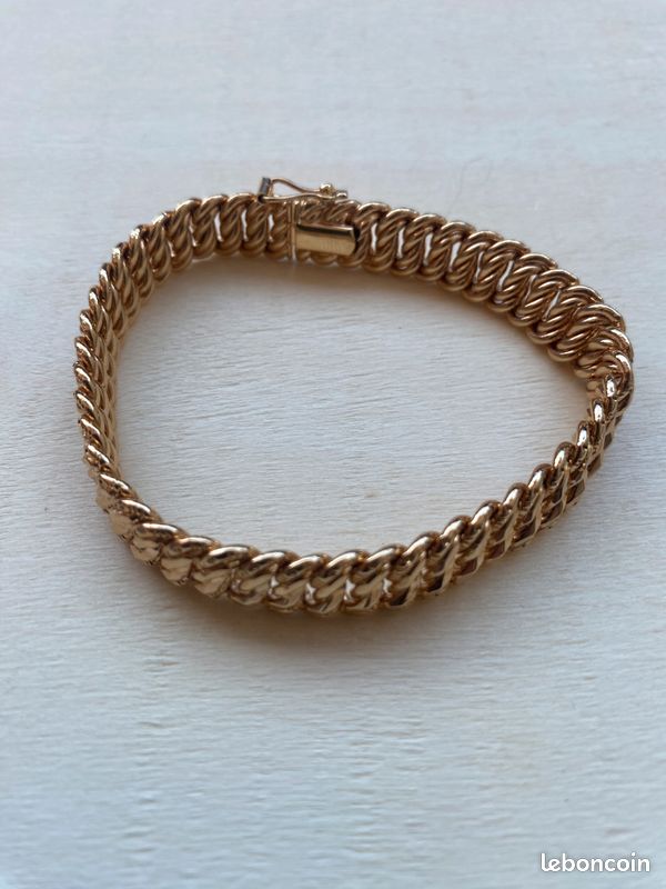 Bracelet Gourmette Plaqué Or 18 Carats - Imperméable, Longueur Réglable, Fait Main Allemagne