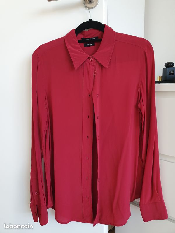 Chemise rouge Bordeaux en soie Monoprix (image 1)